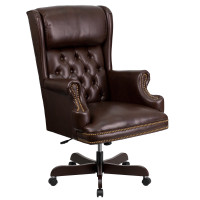 Flash Furniture CI-J600-BRN-GG High Back Traditional Tufted Brown Leather Executive Office Chair